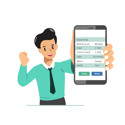 A Man Holding A Smartphone that Shows Benefits of Deposit Slip