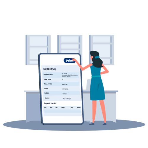 A Woman Using Her Mobile Print Deposit Slip at a Low Cost