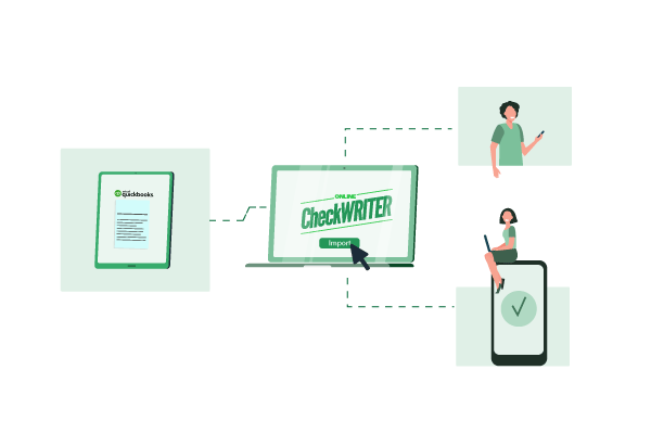 A Woman Is Sitting on a Laptop While Using QuickBooks Intuit Payments