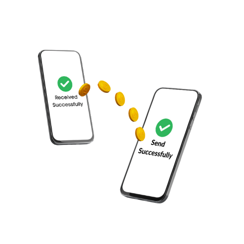 Two Smartphones Transferring Funds, Especially in the Situation of Accounts Payable Meaning.