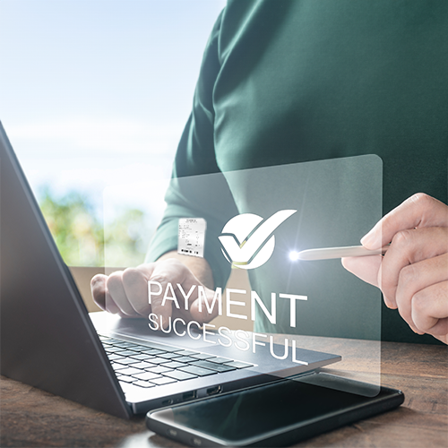 A Person Uses a Laptop. He Is Processing Bill Pay