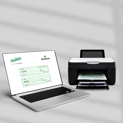QuickBooks Checks Printing – Easily Import and Print Them QuickBooks Checks Printing on a Laptop Showing a Successful Digital Banking Transaction Confirmation Screen for a New Deposit Slip Completion.