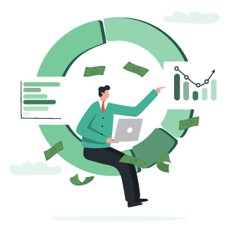 A Man Managing Cash Flow Management Sending Domestic Wire Transfer and International Wire Transfers