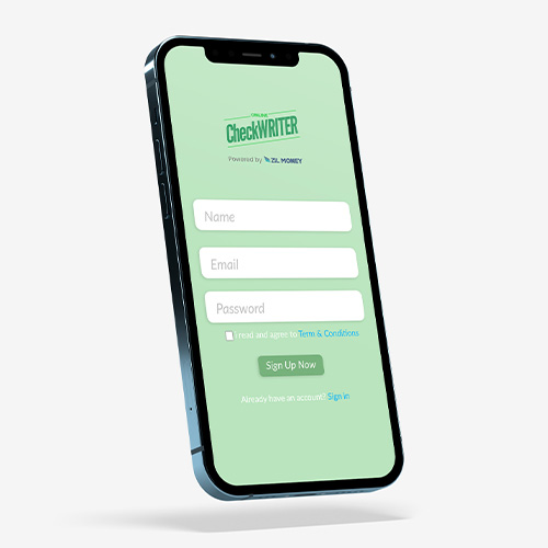 Melio Alternative – Make Money Transfers With Ease Melio Alternative Sign-Up Screen Displayed on a Smartphone