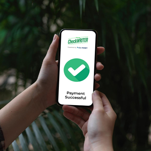 Revolutionize Business Payments Make A Payment Online with Ease A hand Holding a Smartphone Showing Payment Done, Pay And Get Paid by ACH, Wire, eChecks, Mail Checks, Revolutionize Business Payments Make A Payment Online with Ease