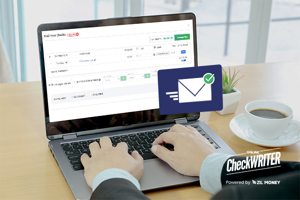 Check Mailing Made Easy for Your Remotely Working Company A Person Working On A Laptop Creating And Sending Checks Via Mail, Check Mailing Made Easy for Your Remotely Working Company