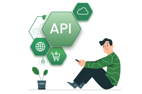 A Man Makes Virtual Card API Integration Using His Mobile Phone. Set Spending Limits Prevent Overspending Enable Secure And Convenient Card Payments