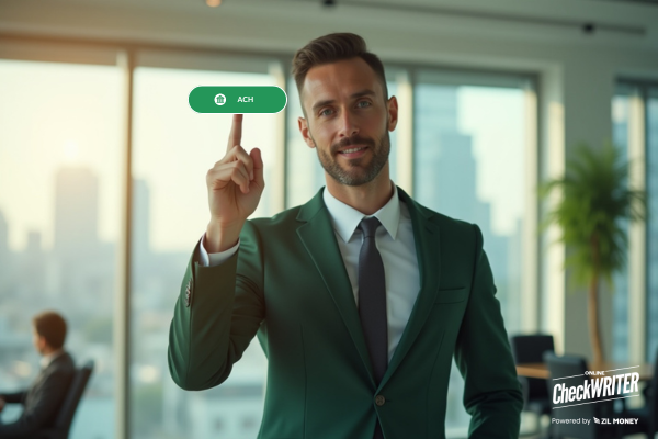 Pay by ACH And Simplify Your Operations A Man in a Suite Showing ACH Payment. Pay by ACH And Simplify Your Operations