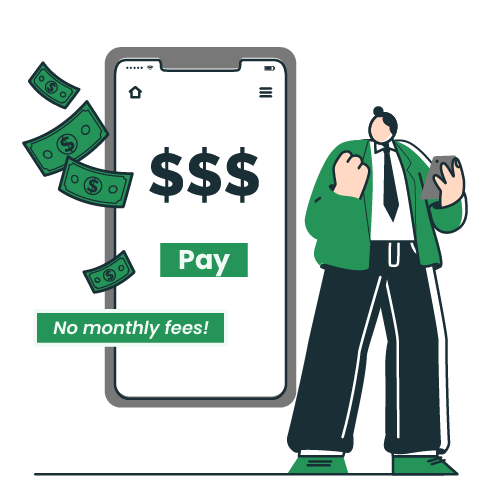 A Man Holding a Phone to Send Custom Invoices, Affordable, Pay-Per-Use. Simplify Payment Processing for Law Firms