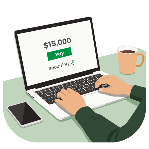 Two Persons Manage Payroll Using Credit Card. It Represents Vcheck Solutions Alternative