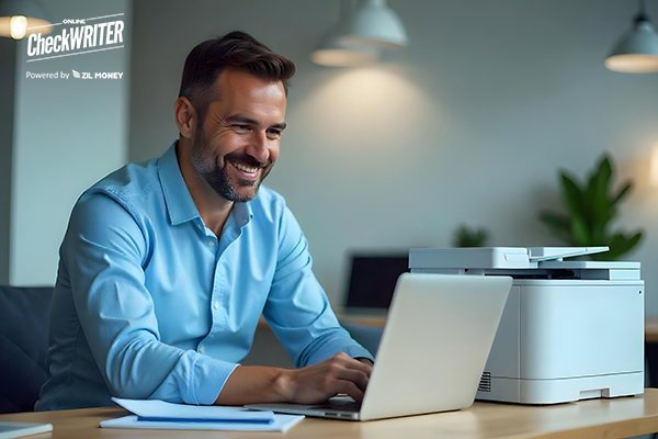 Costco Checks Alternative with a remote worker printing checks instantly without ordering preprinted ones.