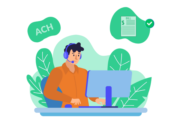 Two Persons Manage Payroll Using Credit Card. It Represents Vcheck Solutions Alternative