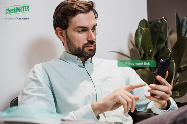 A Man Holding a Smartphone Sending Payment Links. Payment Links The Secret Weapon to Boost Your Business’s Cash Flow