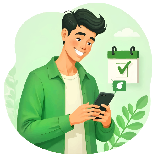 A Man Using A Mobile to Check Mailing, Real-Time Notifications and Scheduling. Overnight Check Mailing, Secure Payments with FedEx & USPS