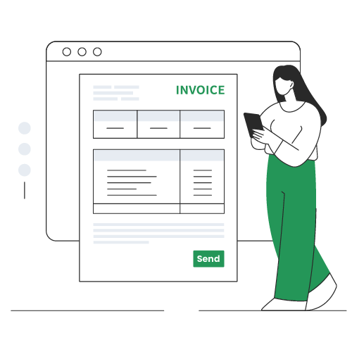 A Woman Holding a Phone to Send Custom Invoices. Simplify Payment Processing for Law Firms