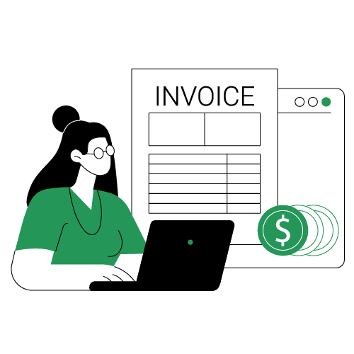 A Woman Using A Laptop To Make Invoice Payment, Print and Mail Checks, Send ACH or Wire Transfers, and Invoicing for Education Industry Payments