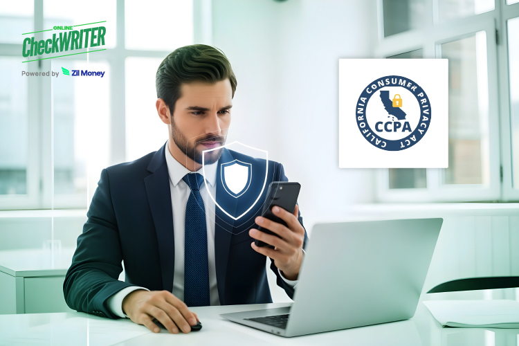 OnlineCheckWriter.com – Powered by Zil Money Is Now CCPA Compliant A Man in a Suit Working On a Laptop. OnlineCheckWriter.com – Powered by Zil Money Is Now CCPA Compliant