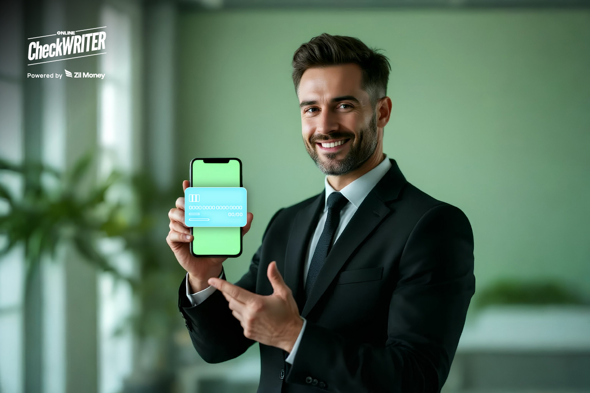 A Man Holding a Smartphone to Show Instant Virtul Card. Control Business Spending with Instant Virtual Cards