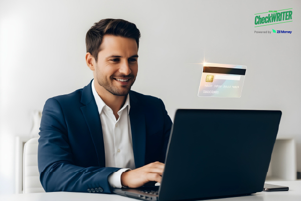 A Man Using A Laptop Virtual Card Payments. Here is a Smarter Fix for Everyday Payment Chaos!