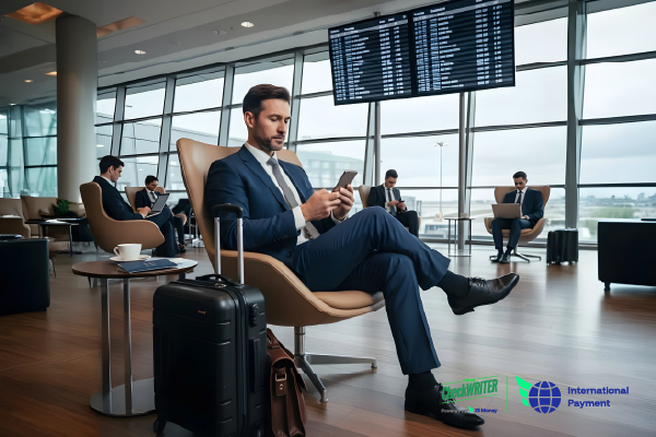 A Man Using A Mobile To Make Fast International Payment Easily