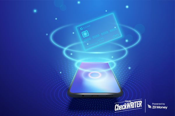 A glowing digital card hovers above a smartphone, showing how users can send virtual card free for fast and secure payments.