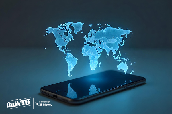 Fast International Payments: A Cornerstone of Modern Business Strategy A Smartphone Projecting a World Map, Symbolizing Fast International Payments for Secure and Quick Global Transfers.