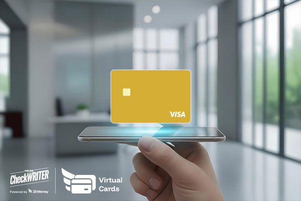 5 Things You Must Know About the Virtual Card App That’s Transforming Business Finance Hand holding a smartphone in an office with a 3D gold virtual card floating above it, symbolizing secure digital payments.