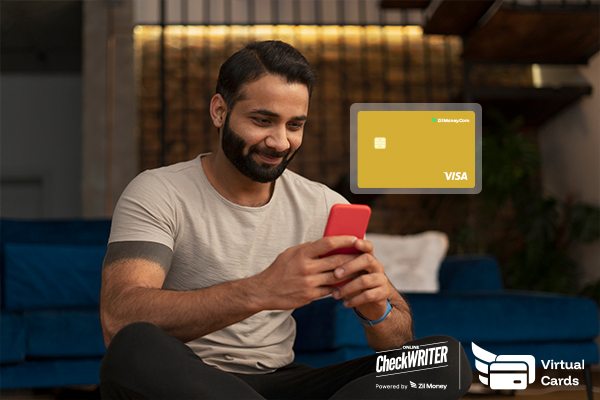 A Man Using A Phone To Make a Payment Easily. Virtual Card App for Smarter Spending and Expense Control