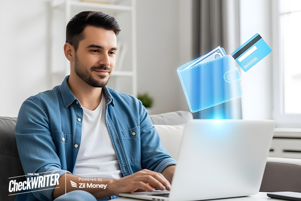 A Man Using A Laptop to Make Payments Easily Using His Virtual Card. Empower Your Business with Wallet Funded Business Cards