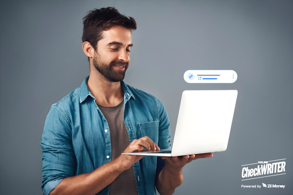 Here is why a Payment Link Is the Smartest Way to Get Paid in 2025 Man Using a Laptop to Create a Payment Link, Representing Fast and Secure Online Payments